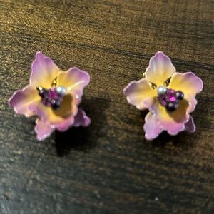 Joan Rivers Pink and Yellow Floral Stud Earrings